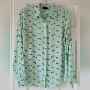 Metaphor Mint Green Top with Glasses Pattern